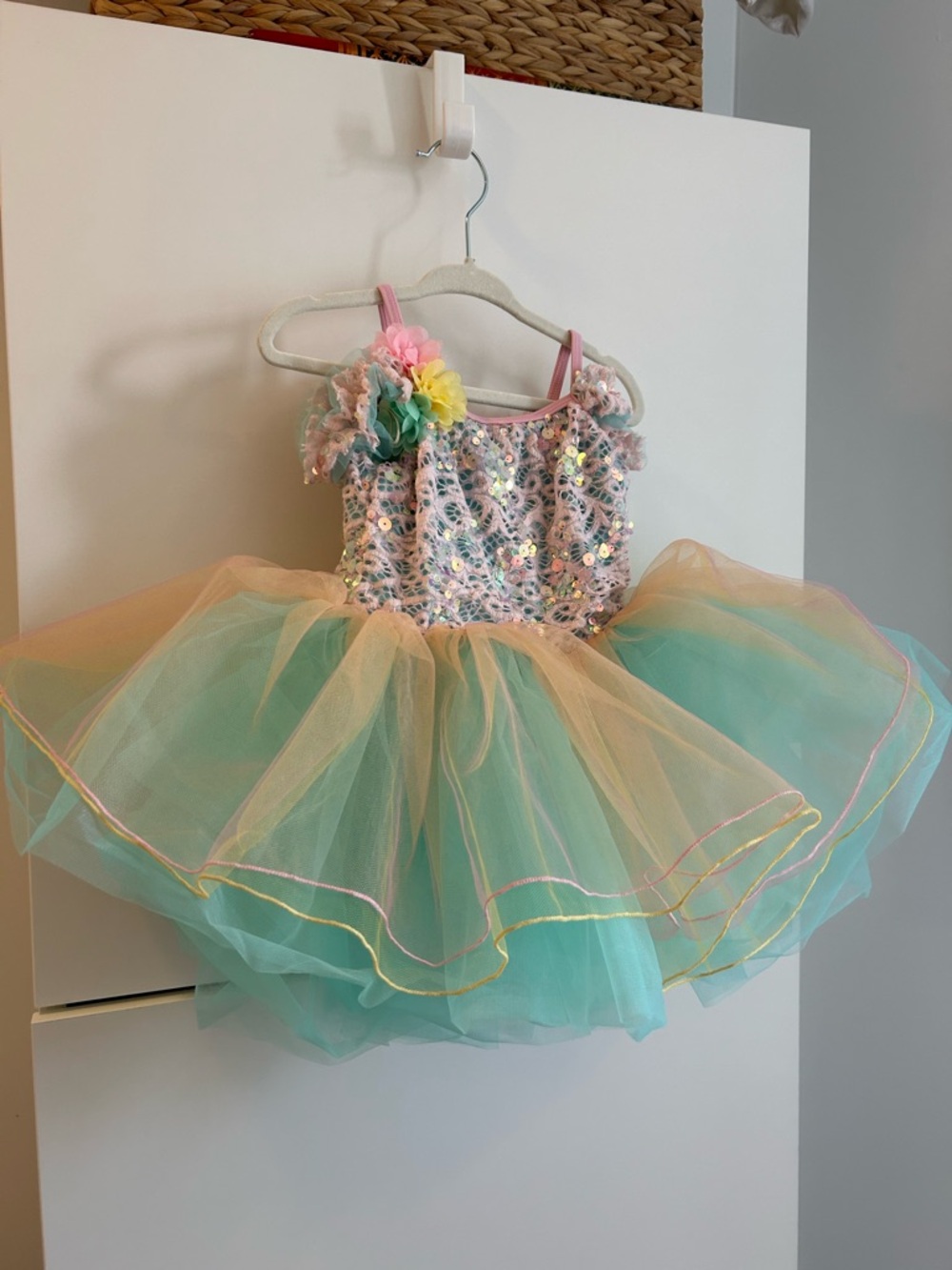 Pastel Sequin Tutu Dance Dress Costume Pink, Mint, Yellow - Size SC (6/6X)